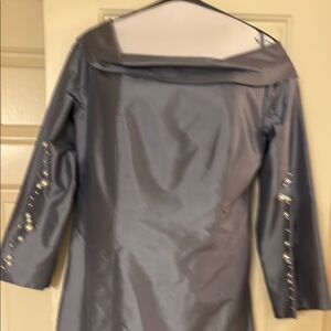 Thai silk long dress with Pearl Button Sleeves